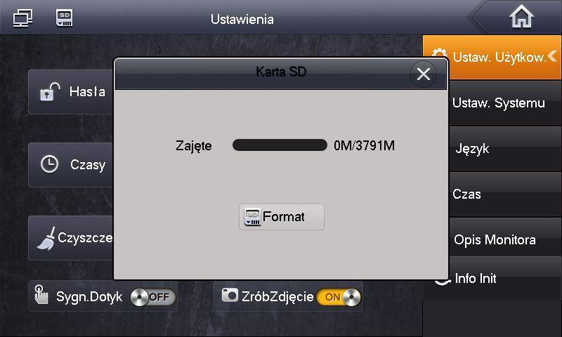 Instrukcja obsługi i instalacji. Wideomonitor 2-przewodowy. aby wykonać formatowanie karty pamięci naciśnij Format, naciśnij przycisk OK aby zatwierdzić operację. 2.5.