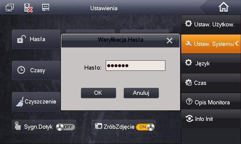 Instrukcja obsługi i instalacji. Wideomonitor 2-przewodowy. kliknij polecenie Ustawienia Systemu, następnie wprowadź hasło instalatora 002236 i naciśnij OK. 3.