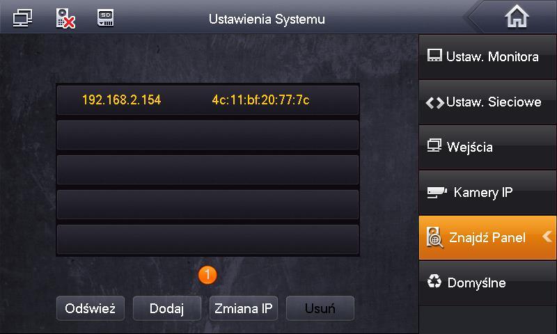 Możliwa jest także zmiana adresu IP panelu zewnętrznego z poziomu monitora bez potrzeby użycia komputera i usługi web service (Patrz punkt: 3.5.4).