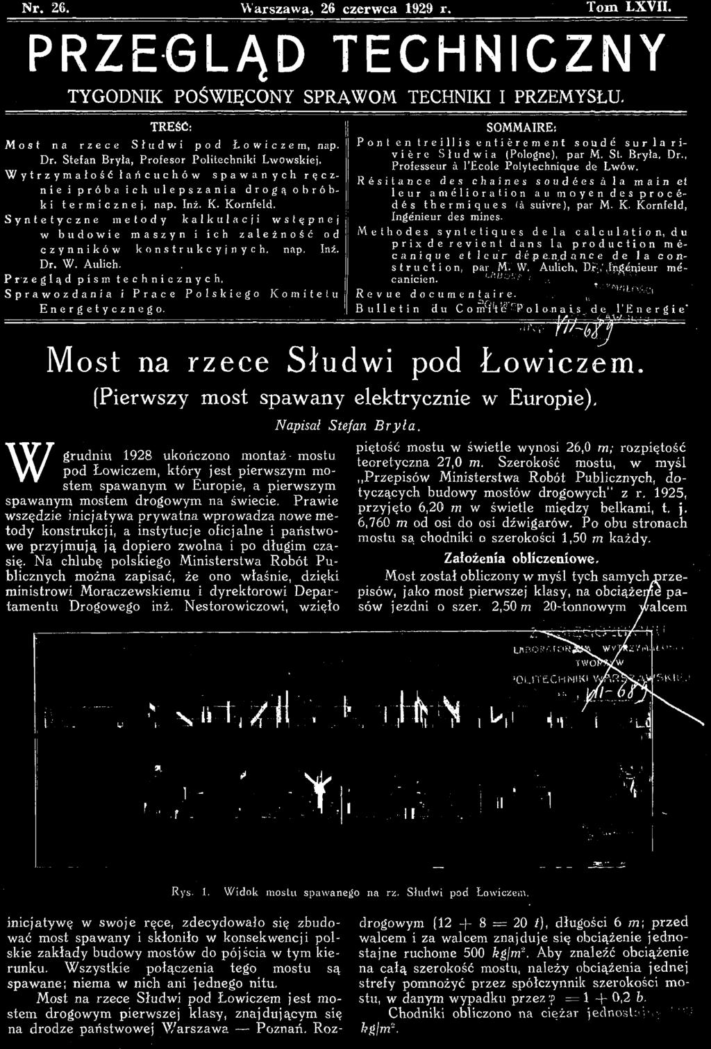 Syntetyczne metody kalkulacji wstępnej w budowie maszyn i ich zależność od czynników konstrukcyjnych, nap. Inż. Dr. W. Aulich.