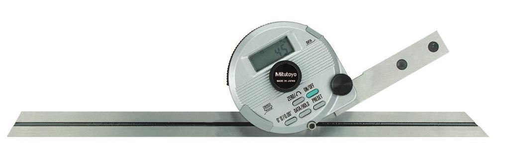 Kątomierz uniwersalny Digimatic Funkcje Seria 187 ON/OFF DATA/HOLD Wyjście danych Zerowanie PRESET Miara kąta sześćdziesiętna/dziesiętna Rozdzielczość 1' (0,01 ) Powtarzalność 1' (0,01 ) Maks.