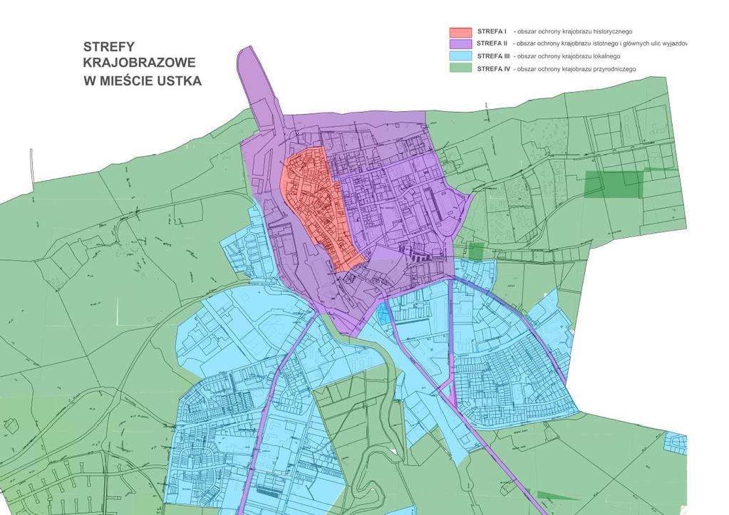 Podział miasta strefy krajobrazowe STREFA I - obszar ochrony krajobrazu historycznego STREFA II - obszar ochrony krajobrazu