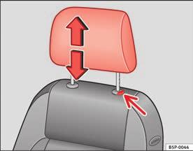 144 Siedzenia i przewożenie bagażu Demontaż lub regulacja zagłówków. Zagłówki można regulować przesuwając je w górę i w dół.