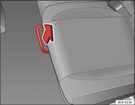 148 Siedzenia i przewożenie bagażu Siedzenia tylne Regulacja siedzeń Siedzenia można niezależnie przesuwać do przodu lub do tyłu. Możliwe jest przesunięcie 1/3 lub 2/3 tylnej kanapy.