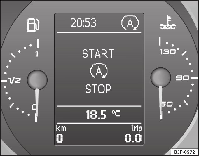 190 Prowadzenie samochodu Włączanie i wyłączanie funkcji Start-Stop Komunikaty kierowcy Rys. 142 Przycisk funkcji Start-Stop. System włącza się automatycznie przy każdym włączeniu stacyjki.
