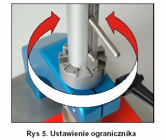 Zacisnąć zacisk z tyłu obejmy. 3.3. Ustawianie ogranicznika zagłębienia Ta część instrukcji dotyczy tylko modeli wyposażonych w ogranicznik Ogranicznik ustala głębokość zagłębienia stempla w matrycy.