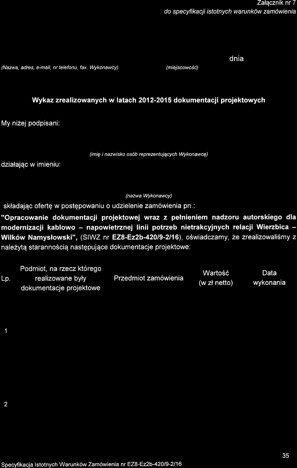 Zalqczniknr 7 do specyfi kacji istotnych waru n k6w zam6wien ia (Nazwa, adres, e-mail, nr telefonu, fax.