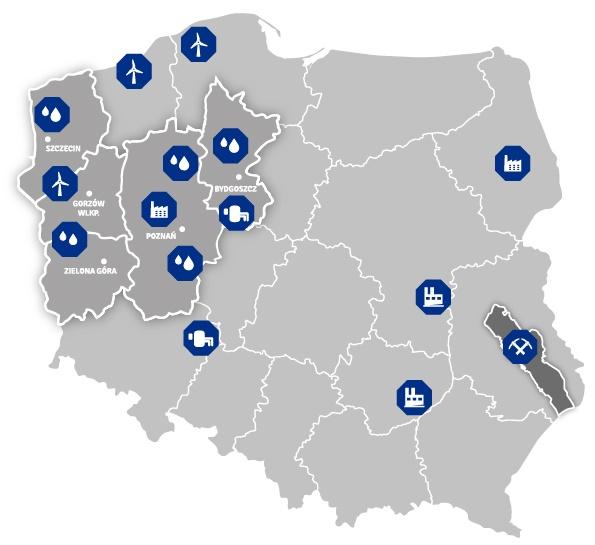 OBSZARY Wytwarzanie Elektrownie: Kozienice, Połaniec Elektrociepłownia Białystok, MEC Piła, PEC Oborniki, PEC Zachód 1), MPEC Białystok 2) Farmy wiatrowe: Bardy, Darżyno, Baczyna 21 elektrowni
