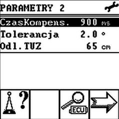 5 Konfigurowanie TRAIL-Control II Wprowadzanie parametrów urządzenia rolniczego Pojawia się następujący ekran: 2. - Zaznaczyć wiersz z żądanym parametrem. 3. - Wprowadzić żądany parametr. 4.