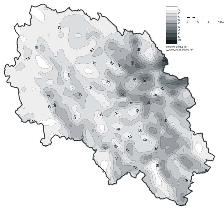 3. RzeŸba zlewni górnej Raduni 67 Ryc. 3. Mapa wysokoœci wzglêdnych zlewni górnej Raduni Fig. 3. Map of relative height in upper Radunia River catchment wzglêdn¹ jako podstawê podzia³u obszaru na poszczególne klasy rzeÿby.