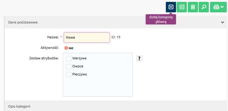 Teraz zajmiemy się pozostałymi polami: - ID domyślnej kategorii to pole jest istotne, przy integracji nowych produktów.