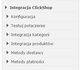 1.2. PANEL KLIENTA INTEGRACKJA CLICKSHOP Integracja Clickshop menu dotyczące integracji w Centalazabawek.