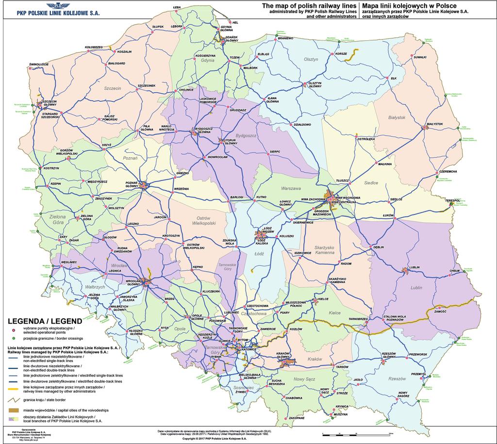 Mapa linii kolejowych