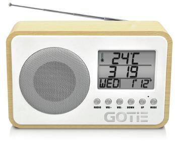 GRA-100 43 RADIOBUDZIK radio FM ze strojeniem cyfrowym wyświetlacz LCD zegar z funkcją alarmu funkcja budzenia za pomocą sygnału dźwiękowego lub radia 12h lub 24h format wyświetlania godziny