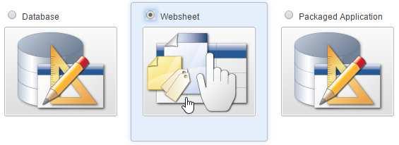 Uruchom narzędzie Application Builder. c. Kliknij przycisk Create>. d. Spośród metod tworzenia aplikacji wybierz Websheet. e.