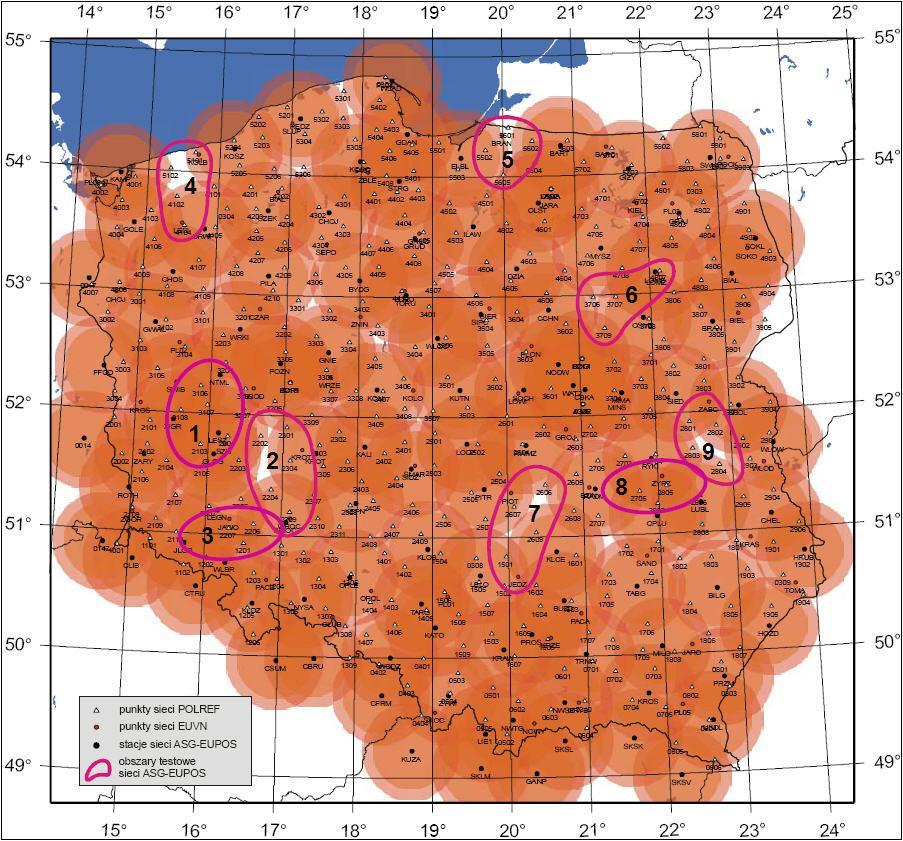Rys. 2. Rozmieszczenie stacji referencyjnych systemu ASG-EUPOS Drugi segment systemu ASG-EUPOS to Krajowe Centra Zarządzające (KCZ), zamiennie określane mianem Centrów Obliczeniowych.