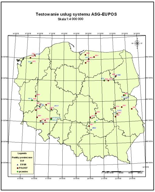 2 punkty POLREF (ang. Polish Reference Frame Polski Układ Odniesienia) oraz 1 punkt podstawowej osnowy wysokościowej I lub II klasy.