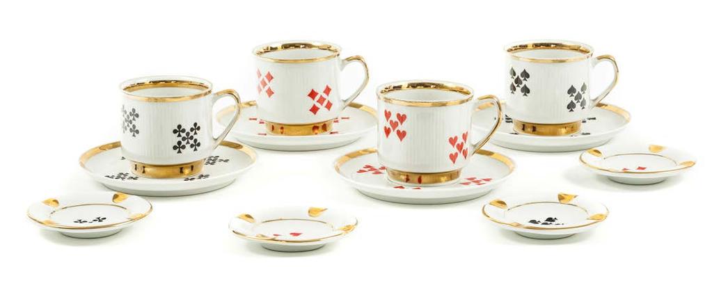 65 63. Serwis brydżowy do kawy dla 4 osób Zakłady Porcelany i Porcelitu w Chodzieży, lata 70. XX w.