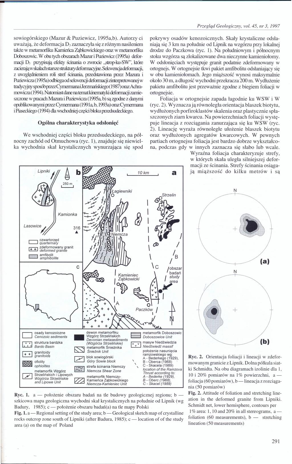 - sowiogórskiego (Mazur & Puziewicz, 1995a,b). Autorzy ci uważają, że deformacja D3 zaznaczyła się z różnym nasileniem także w metarnorfiku Kamieńca Ząbkowickiego oraz w metamońiku Doboswwic.