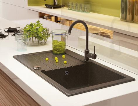 KOMPLET zorba +nemezja seria zlewozmywaków granitowych z baterią z wylewką U w komplecie + 440x440x170 mm ZQZA2103 45