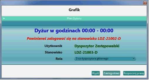 3.3. Rozpoczynanie pracy na innym stanowisku Istnieje możliwość zalogowania się na innym stanowisku, niż ustawione w grafiku.
