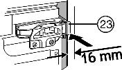 13 (23) na górne ielement dystansowy Fig. 9 (24) na dolne zawiasy. Fig. 13 u Założyć osłonkę Fig. 14 (53) u góry i na dole na kątownik mocujący Fig. 14 (50). u Zamocować kątownik mocujący Fig.
