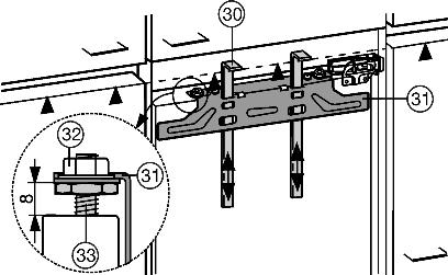 Uruchomienie 4.5.2 Montaż drzwi meblowych Fig. 21 Pomoce montażowe Fig. 21 (30) nie będą już potrzebne. Montować kolejno drzwi meblowe. u Sprawdzić ustawienie wstępne, wynoszące 8 mm.