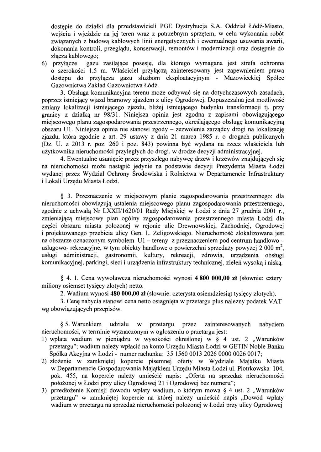dostepie do dzialki dla przedstawicieli PGE Oystrybucja S.A.
