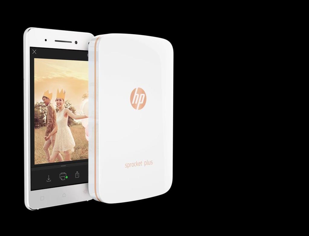 HP Sprocket Plus Drukuj zdjęcia bezpośrednio ze smartfona, teraz 30% większe od zdjęć ze zwykłej drukarki HP Sprocket Płaska i przenośna drukarka do zdjęć o 30% większych niż ze zwykłej drukarki HP