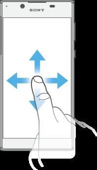 Przeciąganie palcem Przewijanie listy w górę lub w dół. Przewijanie w lewo lub w prawo, na przykład między okienkami ekranu głównego.