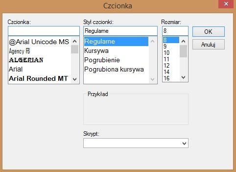 zdecydować, czy listy formatek dla poszczególnych arkuszy mają być uwzględnione; określić rodzaj, styl i rozmiar czcionki na wydruku,