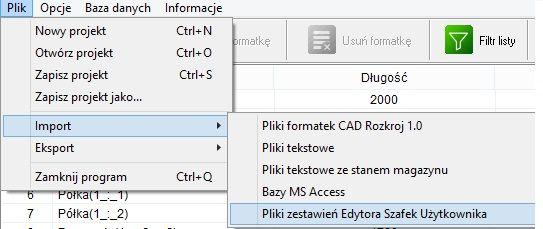 Aby zapisać zestawienie do formatu CXL, odczytywanego przez CAD Rozkrój, należy wybrać przycisk Zapisz zestawienie do pliku CAD Rozkrój i wskazać lokalizację zapisu pliku (Rys. 122).