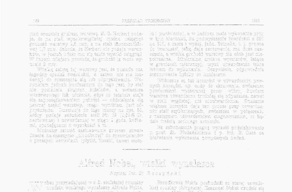 Ifi2 PRZEGLĄD TECHNICZNY 1031! ki i pierścienie), a w każdym razie wykonanie prób w tym kierunku, bo podwyższenie twardości z 650 na 800, a może i wyżej, je