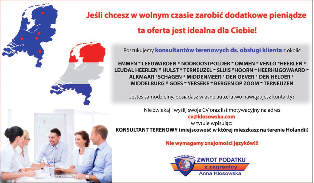 Nasza Holandia 3 PRACA nia: do świad cze nie na w/w sta - no wi sku (min.