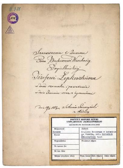 reprezentują najlepiej znaną gałąź twórczości artysty. Jeden z nich to Wnętrze kaplicy Stefana Batorego na Wawelu z 1881 roku85 (il.