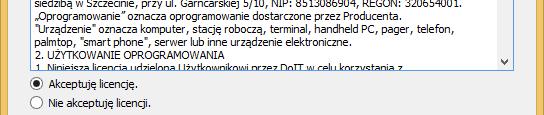 Wybór katalogu instalacji Po zatwierdzeniu kroku 3 instalacji, pojawi się okno z komponentami aplikacji.