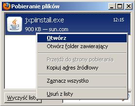 W takim przypadku zostanie wyświetlone okno