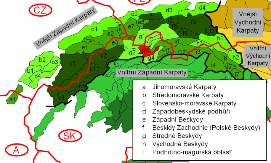 Magura Orawska POŁOŻENIE GRANICE BUDOWA NAJWYŻSZE SZCZYTY PODZIAŁ Zewnętrzne Karpaty Zachodnie Orawa, północno-zachodnia Słowacja 5-10 km szerokości, 36 km długości pomiędzy Białą Orawą (N) i Orawą