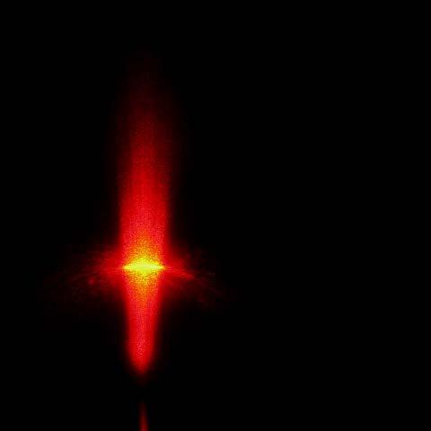 Obrazy kątowego rozkładu natężenia światła rozproszonego przez powierzchnię wałka polerowanego (R a = 0,04 µm) uzyskane w wyniku odbicia światła laserowego o długości fali λ = 635 nm padającej pod