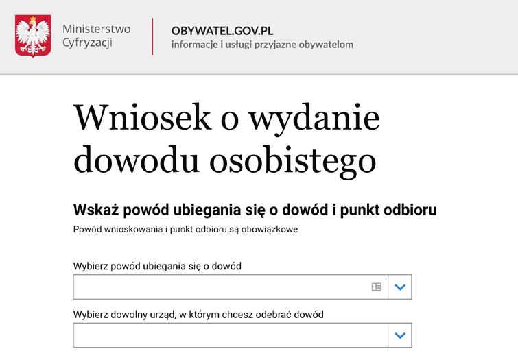 (plik: fot6.jpg) Wypełnianie formularza najlepiej rozpocząć od pierwszego pola, czyli wskazania powodu ubiegania się o dowód.