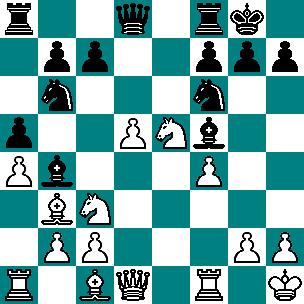 14.g4! Gc8 14...Ge4+ 15.Sxe4 Sxe4 16.c3 Gc5 17.Hf3 Sd6 18.Sd3 Sd7 19.f5 15.Ge3 Sbd7 15...Gxc3 16.bxc3 Sbxd5 (16...Sfxd5 17.Gxb6 Sxb6 18.Hxd8 Wxd8 19.Sxf7) 17.Gc5 We8 18.g5 Se4 19.Hxd5 Hxd5 20.