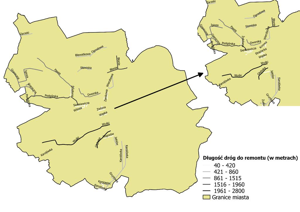Źródło: opracowanie własne na podstawie Urzędu Miasta w Dynowie. Rysunek 5. Długość dróg do remontu (w metrach). Źródło: opracowanie własne na podstawie danych Urzędu Gminy w Dynow 2.5. Stan dziedzictwa kulturowego i zabytków oraz dóbr kultury współczesnej Na terenie miasta znajduje się 10 zabytków.