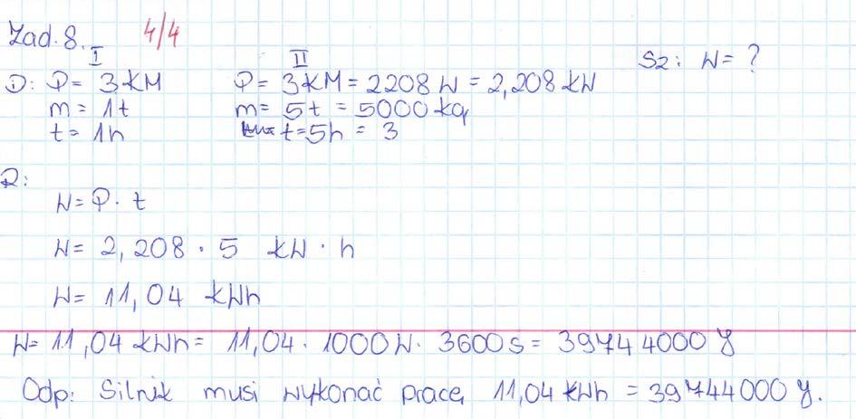 zboża w ciągu 1h. Jaką pracę musi wykonać silnik, aby zemleć 5t zboża.
