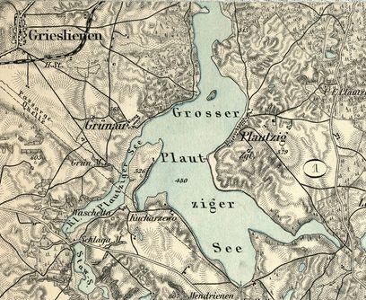 Mapa 2.6. Przedwojenna mapa okolic Gryźlin Źródło: http://nurkowapolska.pl/143,plusznewielkiejezioropelnetajemniczatopionesaniecz5.