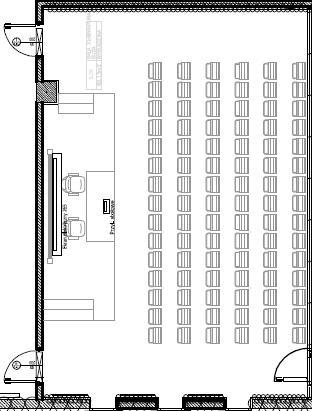 52 krzesła przestawne z pulpitami 1 biurko pracownicze 160x80 st2, 1 mikrofon bezprzewodowy, 1 pilot do rolet, 1 tablica suchościeralna dwupłytowa, 1 regał 60h mb1, 1 projektor Panasonic pt-vz570, 1