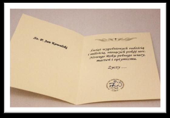 WARIANT III: Kartki w kopertach + wkładka z życzeniami i adresatem: Do kartek przygotowywana jest specjalna wkładka na papierze 120g, na której znajdują się życzenia oraz logotyp firmy (instytucji),