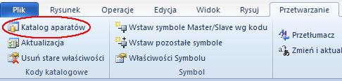 Przeglądanie katalogu aparatury Dostarczone z programem katalogi aparatury, zawierają szczegółowe opisy urządzeń używanych w projektowaniu.