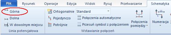 3.6 Tworzenie Schematu 2 Wstaw linie potencjałowe L1 i N, wstaw symbole i połączenia. Ćwiczenie 3-11: Wstaw linię potencjałową L1. 1.M Schematyka Linia potencjałowa Górna. 2.> Oznaczenie. 3.# L1.