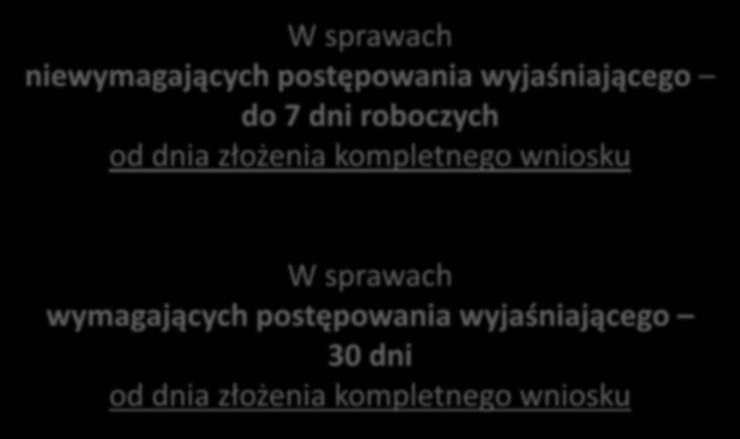 Zezwolenie na pracę sezonową - terminy załatwienia sprawy - W sprawach niewymagających postępowania wyjaśniającego do 7 dni