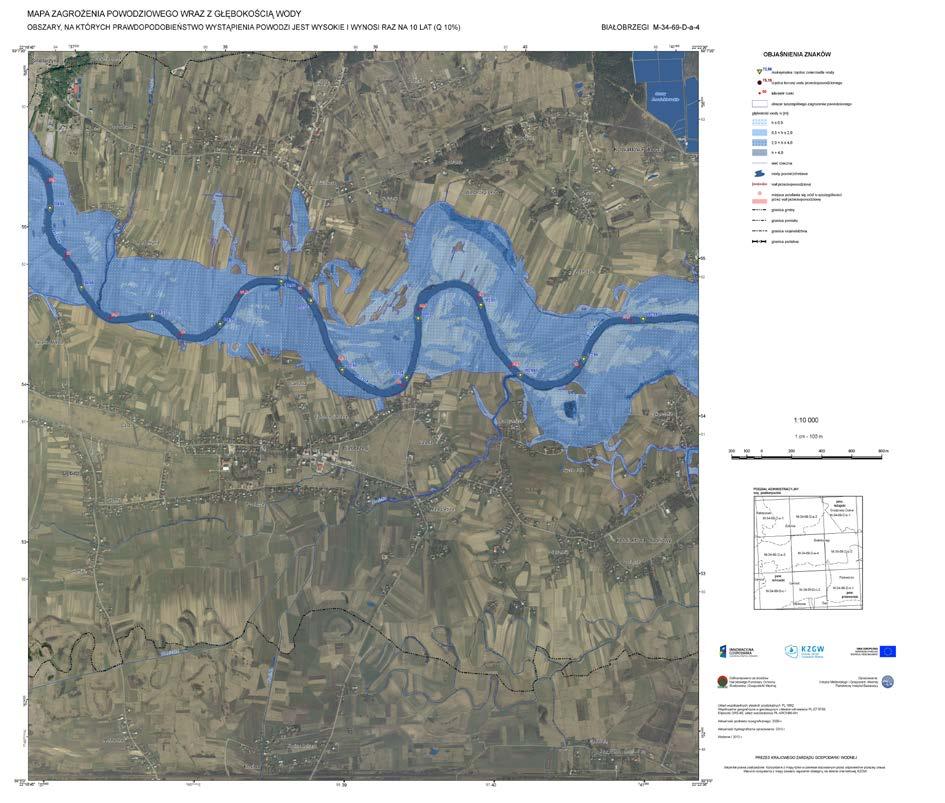 Mapa 10 Obszar zagrożenia powodziowego na terenie gminy Białobrzegi. Żródło: http://mapy.isok.gov.